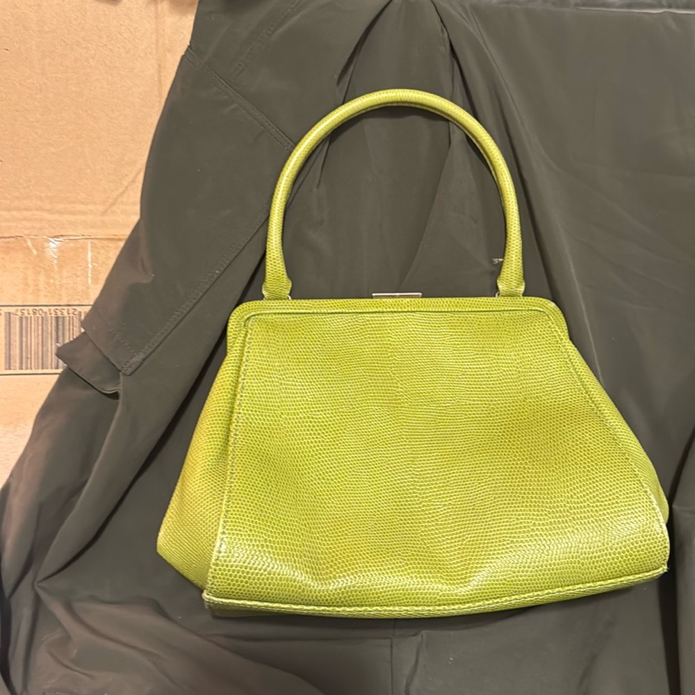 Banana Republic mini croc embossed hand bag grass green